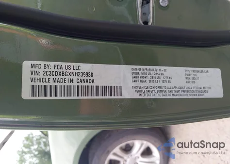 2022 Dodge Charger Sxt Rwd из США, поврежденный, VIN 2C3CDXBGXNH239938